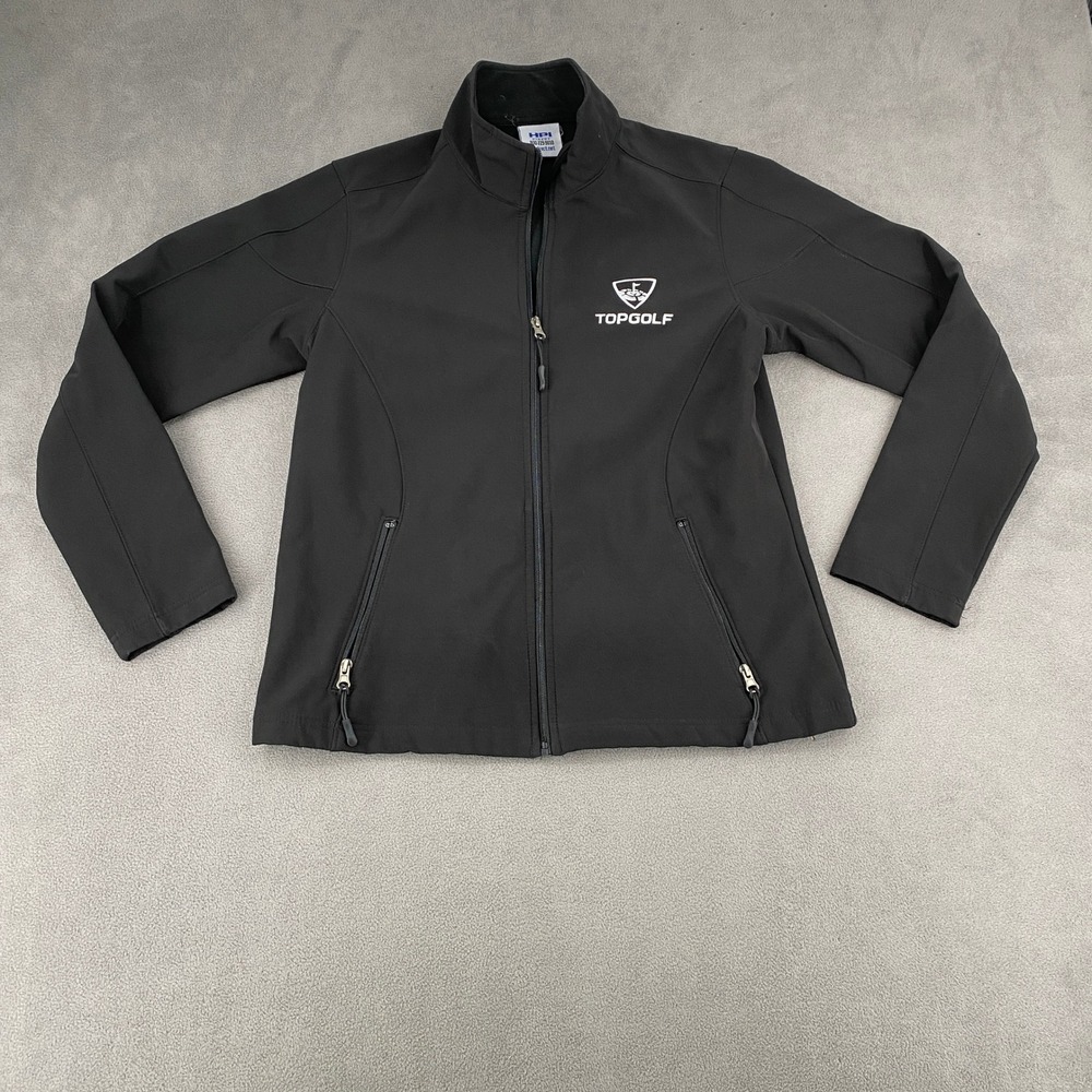 HPI Direct Topgolf Softshell Jacket Black Full Zip Fleece Lined Womens Small
